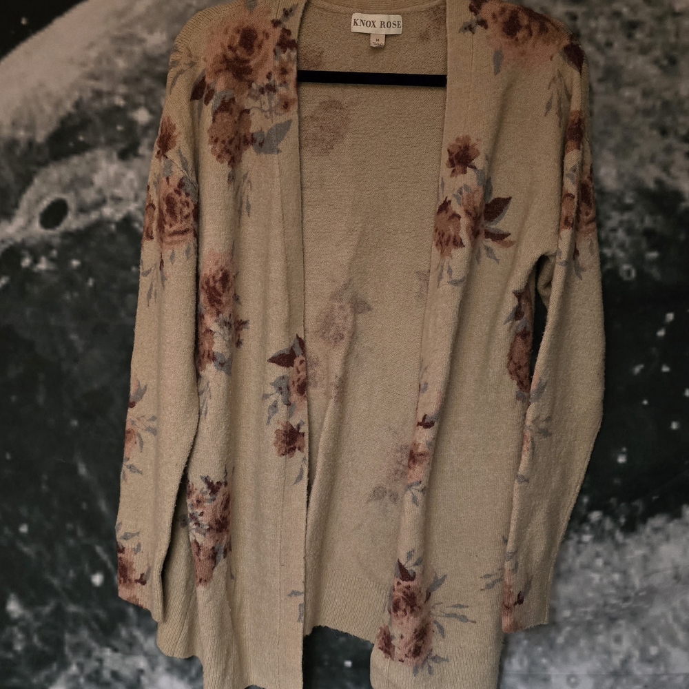 Knox Rose Women's Floral Open Cardigan - Pink Floral Print